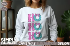 Christmas Wreath Ho Ho Ho| Pink Christmas Sublimation Png Product Image 2