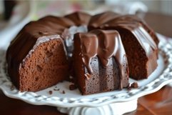 Decadent chocolate bundt cake with melting glaze Product Image 1