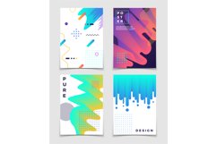 Futuristic abstract 3d fluid oil with memphis pattern elemen Product Image 1
