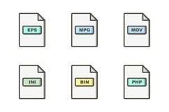 Set Of File Formats Icons Product Image 1