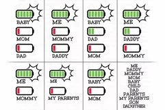 Family Battery Levels SVG, Parents Energy SVG,Clipart Battey Product Image 4
