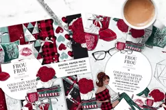 Cozy Winter Holiday Girl Reading Books Clip Art Product Image 6