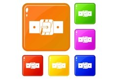 Square belt buckle icons set vector color Product Image 1