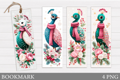 Christmas Peacock Bookmark. Christmas Bookmark Printable Product Image 1
