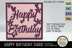 Floral Happy Birthday Card SVG - Birthday Card Cutting File Product Image 2