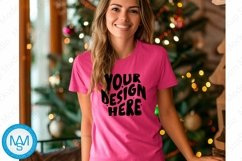 Bella Canvas 3001 Christmas, Woman purple Tshirt Mockup Product Image 1