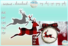 Leaping Reindeer Buffalo Plaid Svg Dxf Eps Png PDF file Product Image 1