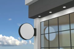 Rounded wall mount sign façade board mockup Product Image 2