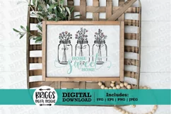 Home Sweet Home SVG | Farmhouse sign, spring sign, mason jar Product Image 1