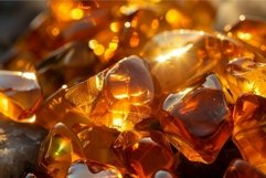 Golden amber stones in sunlight Product Image 1