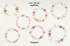 Jenna Floral 7 Wreaths Watercolors Foliage Pastel Purple Product Image 3