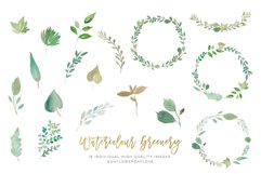 Watercolour Greenery Leaves Wreath clipart Product Image 2