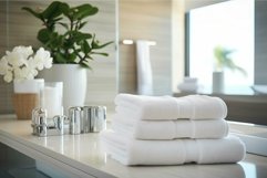 Luxurious white towels in modern bathroom Product Image 1