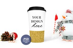 Christmas travel mug mockup, Full wrap mockup Glitter mockup Product Image 5