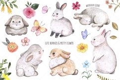 Easter Bunnies Watercolor Cute Baby Rabbit Animal Clipart Product Image 2