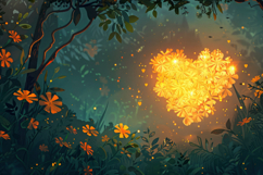 Yellow Flowers and Heart Background Wallpaper Product Image 1