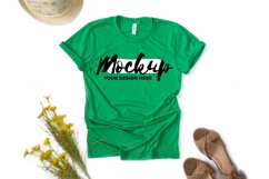 Bella Canvas 3001 Heather Kelly Flat Lay T-shirt Mockup Product Image 1