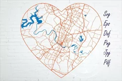 Austin Texas city road map SVG in a heart Product Image 1