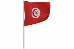 Tunisia flag on pole. Waving banner isolated. National flag Product Image 1