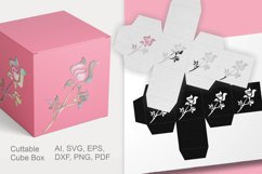 Cuttable Cube Favor Box with Rosebud Template SVG EPS Product Image 3