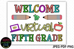 Welcome to Virtual Fifth Grade Sign I First Day School Sign Product Image 2