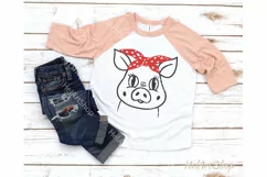 Pig with bandana svg, Pig face svg, Piglet svg Product Image 1