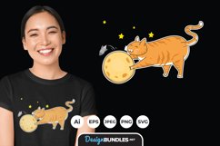 Cat Playing Planet for T-Shirt Design Product Image 1