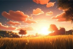 Majestic sunset over golden fields Product Image 1