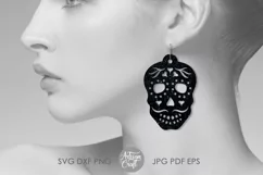 Skull earrings SVG, Laser cut file, Day of the dead Product Image 4