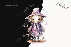 Watercolor Purple Scarecrow Clipart | Watercolor Halloween Product Image 2