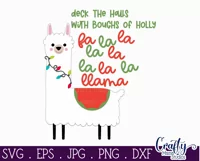 Deck The Halls Llama Animal Christmas Puns Svg Design Product Image 2