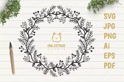 Floral X-mas Wreath SVG, Christmas Decor Cut File Product Image 1