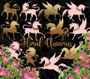 Floral Unicorns Clipart Product Image 2