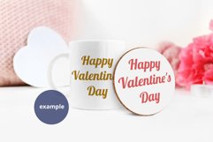 White Coffee Mug & Round Coaster mockup Valentine's Day PSD Product Image 4