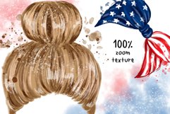 4th of July Messy Bun Hair PNG Sublimation Product Image 5