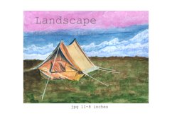 Watercolor Mountains Clipart, Landscape.Perfect for Wall art Product Image 5
