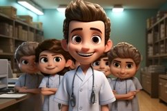 3D pixar Character Child Boy Nurse with relevant environment Product Image 1