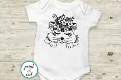 cat face with flowers svg, cricut svg dxf file png pdf print Product Image 2