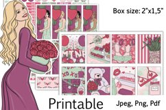 Valentine's Day Spring Printable Sticker Box Size 2"x1,5" Product Image 1