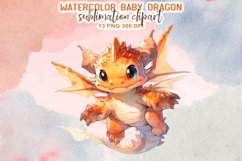 Baby Dragon Watercolor Sublimation Clipart Product Image 8