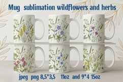 Mug sublimation design wildflowers herbs Product Image 1