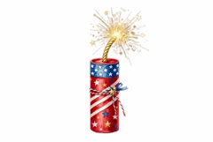 Patriotic Firecracker Watercolor Clipart Product Image 1
