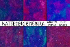Watercolor Dark Nebula Digital Paper Product Image 1