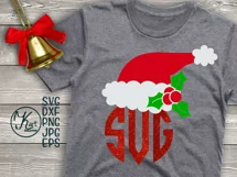 Santa hat svg, Santa hat monogram svg, Christmas svg clipart Product Image 1