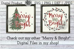 Merry & Bright Christmas Quote SVG PNG DXF Holiday Saying Product Image 3