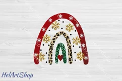 Christmas Rainbow png, Sublimation png, Leopard print png Product Image 1