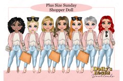 Plus Size Shopping Coffee Fashion Character Bundle PNG Product Image 1