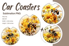 Bee Flower Car Coasters Sublimation Bee Car Accessories_7 Product Image 1