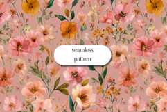 Seamless Pink Background Floral Pattern with Wildflowers Product Image 1