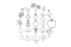 Harvest plants icons set, outline style Product Image 1
